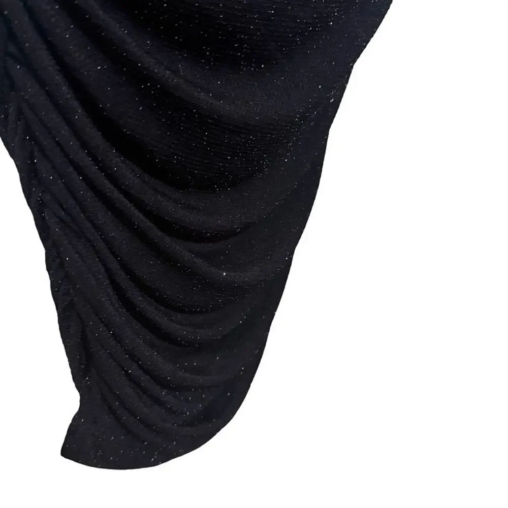 BP Little Black Dress Bodycon Mini Slip Dress Cut Out Waist Stretch Glitter sz L